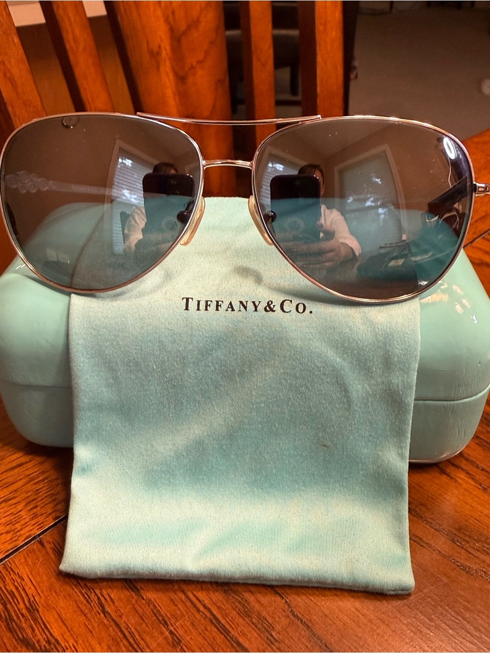 Tiffany & Co. Women's Aviator Sunglasses in Silver with Gray Lenses